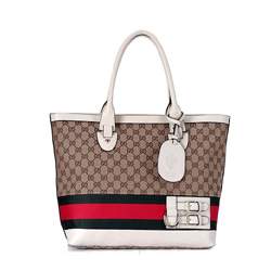 1:1 Gucci 247575 Gucci Heritage Large Tote Bags-Cream Fabric
